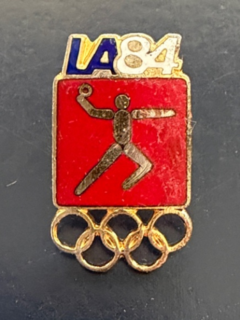 LA '84 Olympic Handball Pin - Red & Gold